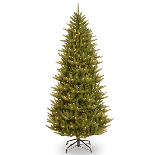 National Tree Company 'Feel Real' Pre-lit Artificial Christmas Tree | Includes Pre-strung White Lights and Stand | Frasier Slim - 7.5 ft