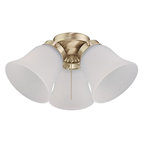 Westinghouse Lighting 7784500 Three LED Cluster Ceiling Fan Light Kit, Polished Brass Finish with Frosted Ribbed Glass