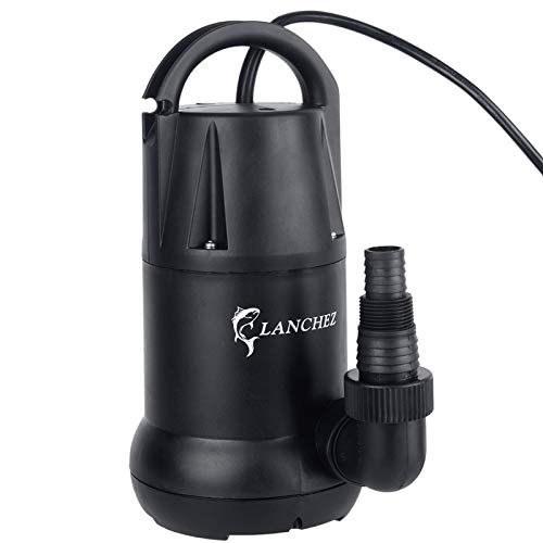 Lanchez Q9003 3/4 HP Submersible Utility Pump Max Flow 4450 GPH Clean Water Removal Drain Pump for Swimming Pool Garden Pond Basement
