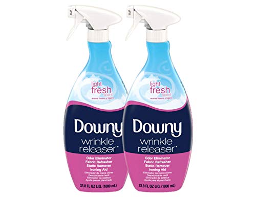 Downy Wrinkle Release Spray Plus, Static Remover, Odor Eliminator, Steamer for Clothes Accessory, Fabric Refresher and Ironing Aid, Light Fresh Scent, 33.8 Fluid Ounce (Pack of 2)