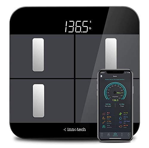 Innotech Body Fat Scale Smart Bluetooth Digital Bathroom Scales for Weight and Body Composition BMI Analyzer with Free APP, Works with Fitbit, Apple Health & Google Fit