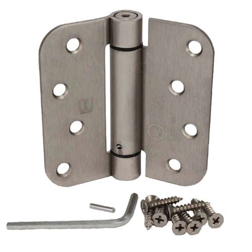 (Pack of 2) Satin Nickel 4 X 4 with 5/8 Radius Spring Door Hinges