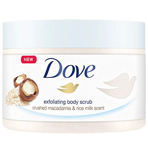 Dove Exfoliating Body Polish Body Scrub To Help Revive Dry, Dull Skin Macadamia & Rice Milk Polishes and Nourishes Your Skin 10.5 oz