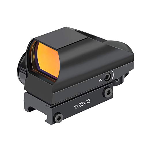 OTW RS-25 1x22x33mm Reflex Sight, Multiple Reticle Red Dot Sight with Picatinny Rail Mount, Absolute Co-Witness