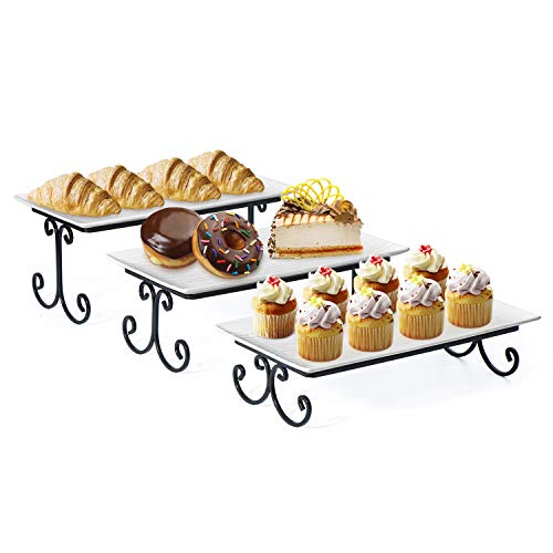 SRIWATANA Tiered Serving Stand, 3 Tier Serving Platter and Tray, Free Combination Cupcake Stand for Food, Dessert Display