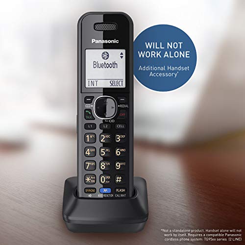 Panasonic Additional Handset for 2-Line Cordless Phone System - Long Range DECT 6.0 KX-TG95xx Series Business Telephones - KX-TGA950B (Black)