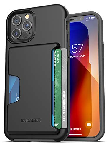 Encased iPhone 12 Pro Wallet Case (2020) Protective Cover with Card Holder Slot (3 Credit Cards Capacity) Black