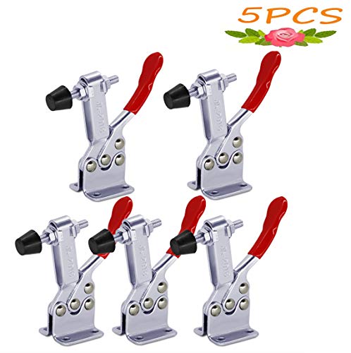 5 pack Hold Down Toggle Clamps Latch Antislip Red 201B Hand Tool 200Lbs Holding Capacity Antislip Horizontal Quick Release Heavy Duty Toggle Clamp Tool (201B)