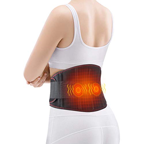 Arealer Heating Pad for Back Pain, Back Heating Pad with Vibration Massage, Cordless Heated Waist Belt for Lumbar, Stomach, Belly and Lower Back Pain Relief, Rechargeable Adapter, Black