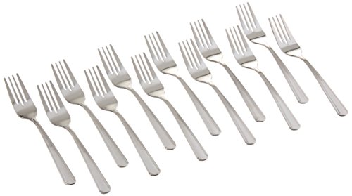 Winco 12-Piece Dominion Salad Fork Set, 18-0 Stainless Steel, Silver