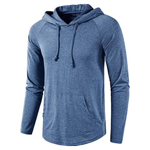 SIR7 Men's Gym Workout Active Long Sleeve Pullover Lightweight Hoodie Casual Hooded Sweatshirts(Light Blue X-Large)