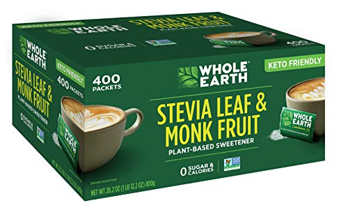 WHOLE EARTH Stevia & Monk Fruit Plant-based Sweetener, 400 Packets