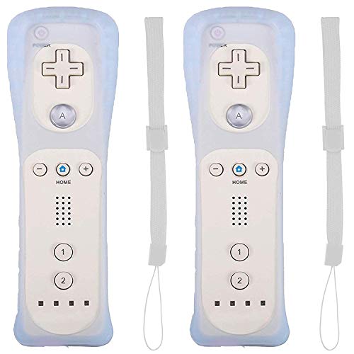 BEIARA Wii Remote Controller Come with Silicon Case for Nintendo Wii and Wii U Video Game (2 Pack, White)