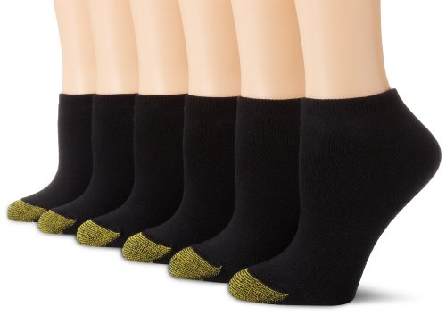 Gold Toe Women's Sport Cushion No Show Sock, 6 Pairs, Black, Shoe Size: 6-9