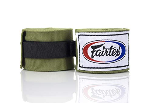 Fairtex Elastic Cotton Handwraps HW2-120 and 180'- Full Length Hand Wraps. Many Colors (Olive Green, 180 inches)