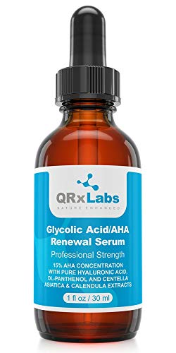 Glycolic Acid/AHA 15% Renewal Serum - Intensive Brightening, Smoothing, Exfoliating Serum for Night or Day - Fine Lines and Wrinkles Treatment - 1 fl oz bottle
