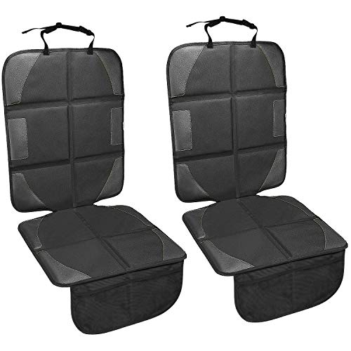 Luilanc Car Seat Protector 2 Pack with Thickest Padding,Waterproof 600D Fabric Child Baby Seat Protector with Storage Pockets,Non-Slip Pets Cover Leather Reinforced Vehicle Seat (2Pack, Black)