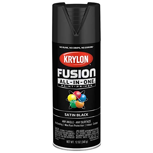 Krylon K02732007 Fusion All-In-One Spray Paint for Indoor/Outdoor Use, Satin Black