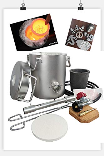 0-28LBS(12.8KGS) Gas/ Propane Metal Melting Furnace Kit,Stainless Steel,CRUCIBLE,TONGS Kiln,Melt Gold,Silver,Copper,Aluminum...,Metal Casting Furnace,Jewelry Casting Tool,Home melting,Recycling Waste
