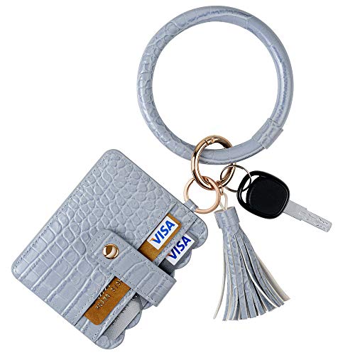 ICECORAL Wristlet Keychain Bracelet Pocket Credit Card Holder Tassel Bangle Leather Keyring Wallet For Women