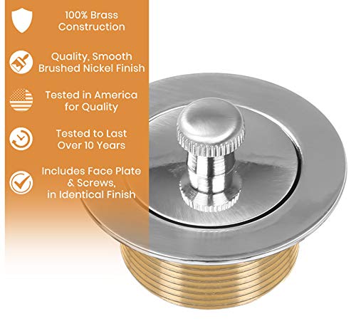 100% Brass Lift and Turn Bathtub Drain - Brushed Nickel Finish - Drain Assembly Conversion Kit - Fits All Bathtub Sizes - Designed & Quality Tested by a Handyman