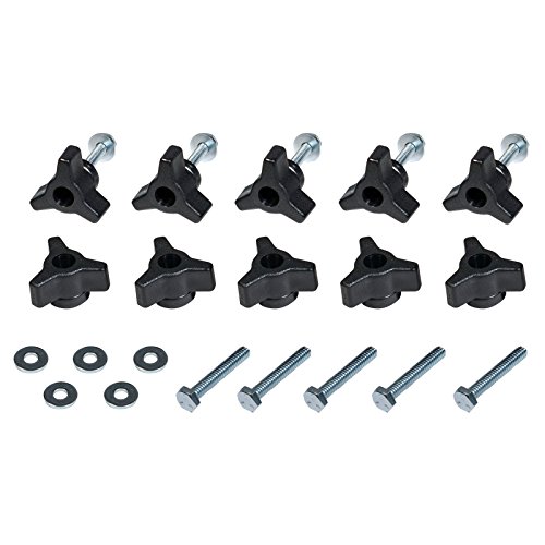 POWERTEC 71068 T-Track Knobs with 1/4-20 by 1-1/2' Hex Bolts and Washers(Set of 10)