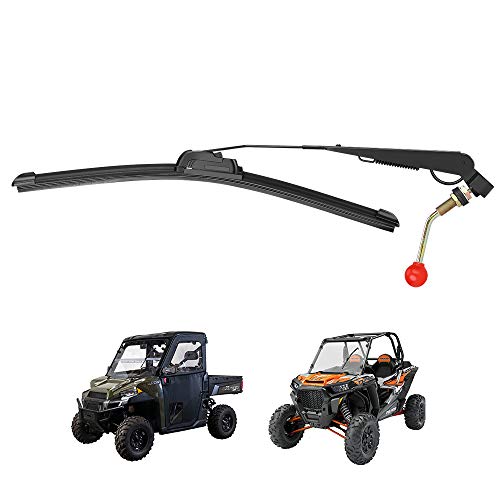 KEMIMOTO UTV Windshield Wiper Kit Hand Operated Manual Windshield Wiper for Hard Coated Or Glass Windshields Compatible with RZR Ranger General Maverick X3 Commander Defender Pro