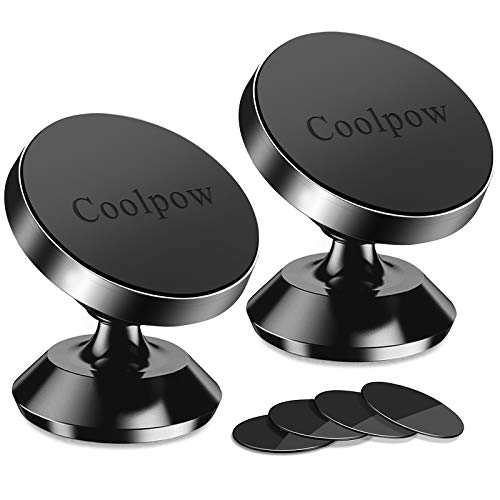 [ 2 Pack ] Magnetic Phone Mount, [ Super Strong Magnet ] [ with 4 Metal Plate ] car Magnetic Phone Holder, [ 360° Rotation ] Universal Dashboard car Mount Fits iPhone Samsung etc Most Smartphones