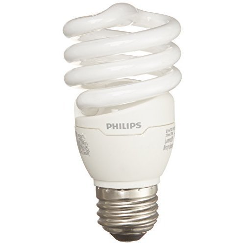 Philips LED 417071 Energy Saver Compact Fluorescent T2 Twister (A19 Replacement) Household Light Bulb: 2700-Kelvin, 13-Watt (60-Watt Equivalent), E26 Medium Screw Base, Soft White, 4-Pack