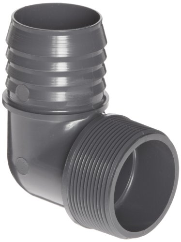 Spears 1413 Series PVC Tube Fitting, 90 Degree Elbow, Schedule 40, Gray, 1' Barbed x NPT Male