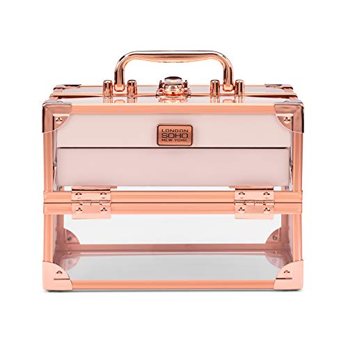 Allegro London Soho New York Clear Acrylic & Rose Gold Beauty Vanity Case