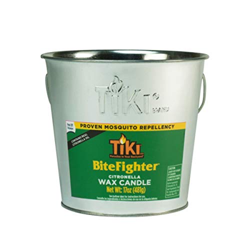 TIKI 1418014 Brand 17 oz. BiteFighter Galvanized Citronella Wax Candle Metal Bucket Silver Torch, 5.00