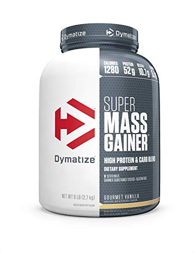 Dymatize Super Mass Gainer Protein Powder, 1280 Calories & 52g Protein, Gain Strength & Size Quickly, 10.7g BCAAs, Mixes Easily, Tastes Delicious, Gourmet Vanilla, 6 lbs