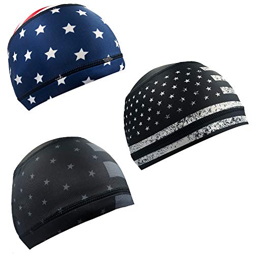 Alpurple 3 PCS American Flag Cycling Skull Caps Helmet Liner-American Flag Cooling Skull Caps-Sweat Wicking Running Cycling Hats for Men and Women Fitting Jogging Exercise