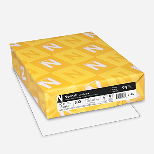 Neenah Cardstock, 8.5' x 11', 90 lb/163 gsm, White, 94 Brightness, 300 Sheets (91437)