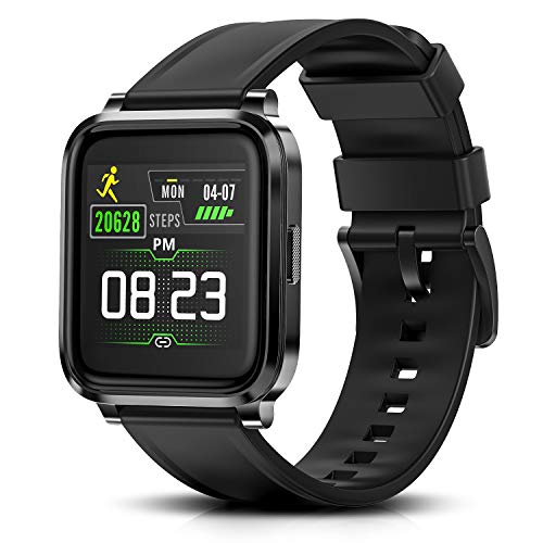 RTAKO Smart Watch for Men Women, Fitness Tracker Watch with Heart Rate Monitor Blood Oxygen Meter, IP68 Swimming Waterproof Smartwatch Compatible with iPhone Android Phones DIY Clock Faces Black
