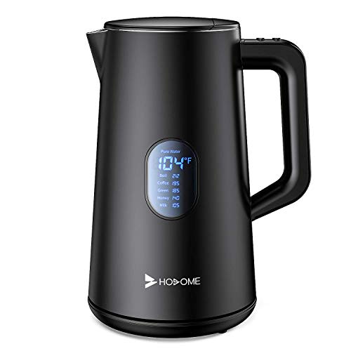 Electric Kettle, Hosome 1.5L Double Wall Anti-scald Electric Kettle with Stainless Steel BPA-free, LED Display, Temperature Control, Keep Warm Electric Kettle Various Temperature,1500W
