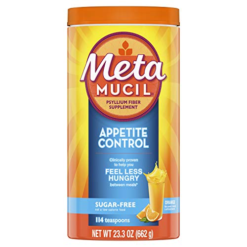 Metamucil Appetite Control Fiber, 4-in-1 Psyllium Fiber Supplement, Sugar Free Powder, Orange Zest Flavored Drink, 57 Servings
