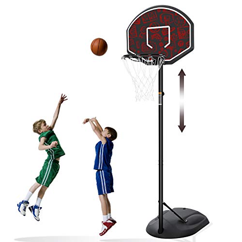 MaxKare Portable Basketball Hoop & Goal Basketball System Stand Height Adjustable 5.5ft -7.5ft with 32 in Backboard & Wheels for Youth Kids Outdoor Indoor Basketball Goal Game Play …