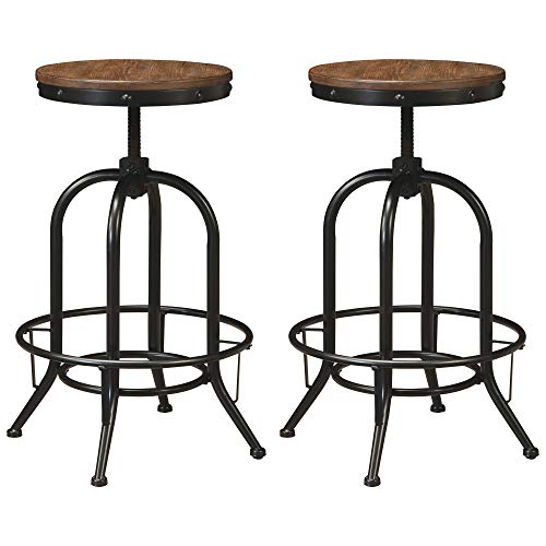 Ashley Furniture Signature Design - Pinnadel Bar Stool - Pub Height - Set of 2 - Rustic Brown