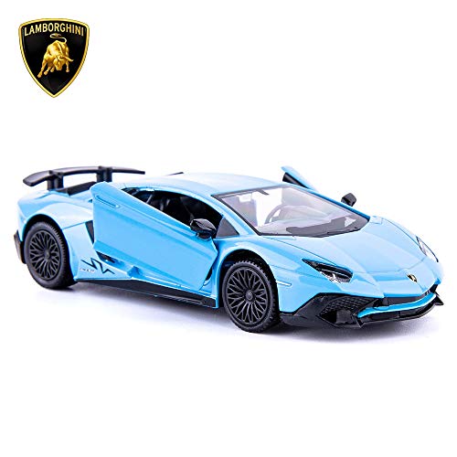 TGRCM-CZ 1/36 Scale Aventador LP700-4 Casting Car Model, Zinc Alloy Toy Car for Kids, Pull Back Vehicles Toy Car for Toddlers Kids Boys Girls Gift (Blue)