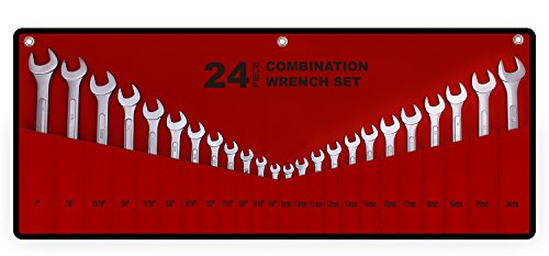 Best Value 24-Piece Master Combination Wrench Set with Roll-up Storage Pouch | SAE 1/4” to 1” & Metric 8mm to 24mm