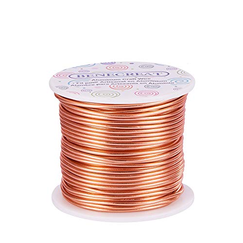 BENECREAT 12 17 18 Gauge Aluminum Wire (12 Gauge,100FT) Anodized Jewelry Craft Making Beading Floral Colored Aluminum Craft Wire - Copper