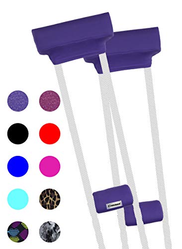 Crutcheze Sport Purple Crutch Pads Covers with Comfortable Arm and Hand Cushions Designer Fashion Accessories for Underarm Crutches Made in USA