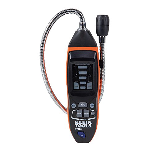 Klein Tools ET120 Gas Leak Detector, Combustible Gas Leak Meter with 18-Inch Gooseneck Has Range 50 - 10,000 ppm, Includes Pouch, Batteries