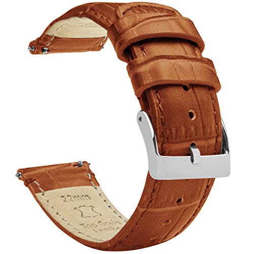 22mm Toffee Brown - Standard Length - Barton Alligator Grain - Quick Release Leather Watch Bands