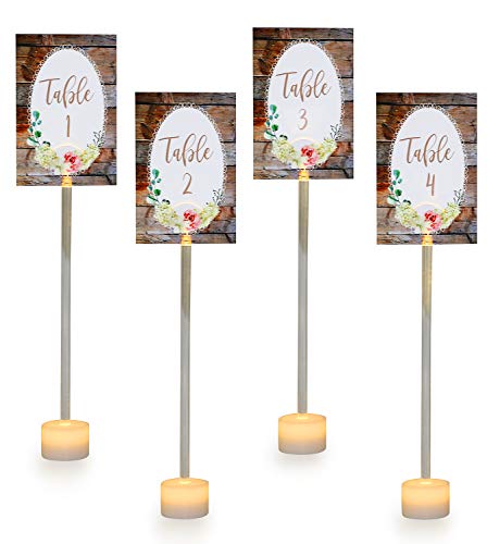 Super Star Quality Premium Place Card Holders with LED Light 4 Pack - 12 Inch Acrylic Table Card Holder Set for Weddings, Centerpieces, Party - Placecard, Picture, Menu & Table Top S
