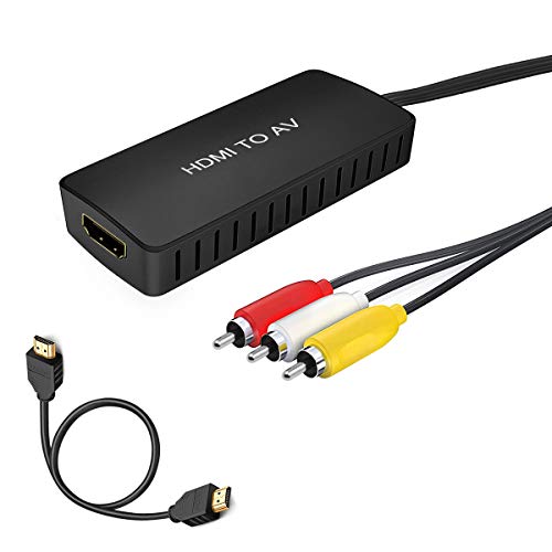 HDMI to RCA Converter, HDMI to Composite Video Audio Converter Adapter, HDMI to AV, Supports PAL/NTSC for PS4, Xbox, Switch, TV Stick, Roku, Blu-Ray, DVD Player,