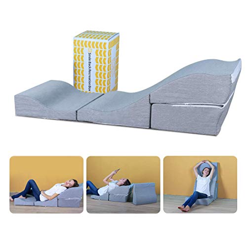 Smile Back Recreation Box, Ajustable Floor Chair Sofa, Memory Foam Bed Wedge Pillow Set, Adjustable Pillow for Back, Neck and Leg, Transformable Folding DIY Sleeper, Triangle Pillow, Removable Cover