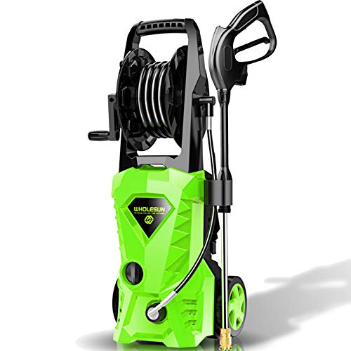 WHOLESUN 3000PSI Electric Pressure Washer 2.4GPM Power Washer 1600W High Pressure Cleaner Machine with 4 Nozzles Foam Cannon,Best for Cleaning Homes, Cars, Driveways, Patios (Green)